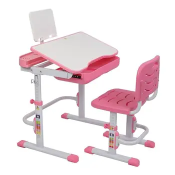 70cm Study Table and Chair for Toddlers with Lifting Method Pink