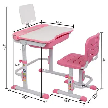 70cm Study Table and Chair for Toddlers with Lifting Method Pink