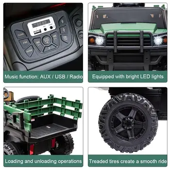 Childrens Car Off Road Vehicle Remote Control LED Lights Music USB 12V 4.5AH Green