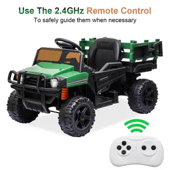 Childrens Car Off Road Vehicle Remote Control LED Lights Music USB 12V 4.5AH Green