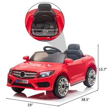 Childrens Car Remote Control LED Lights 12V 2.4GHZ Luscious Red