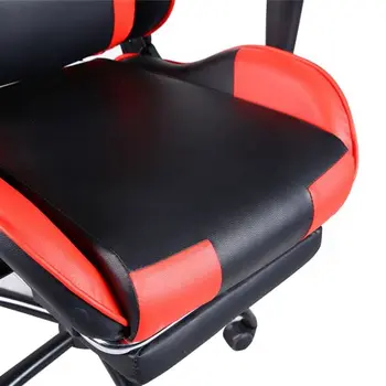 5 Star Feet Ergonomic Home Office and Gaming  Swivel Chair with Footrest Black and Red