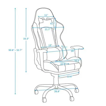 5 Star Feet Ergonomic Home Office and Gaming  Swivel Chair with Footrest Black and Red