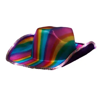 Multicolor Lights Metallic Shine Rainbow Cowboy Hat