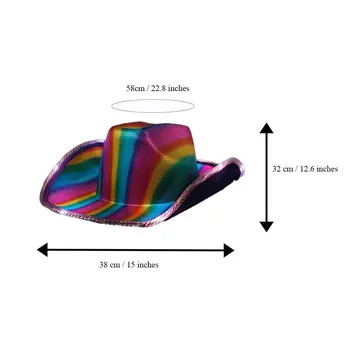 Multicolor Lights Metallic Shine Rainbow Cowboy Hat
