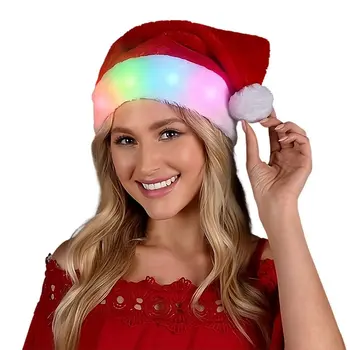 Light Up Multicolor LEDs Deluxe Santa Hat