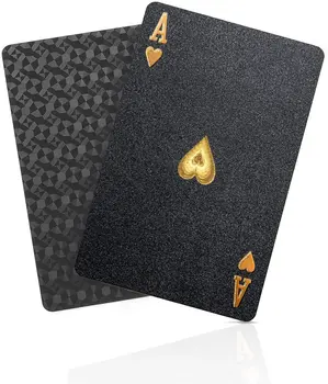 Black Matte Magic Waterproof Non Slippery Deck of Poker Cards with No Art Premium Quality