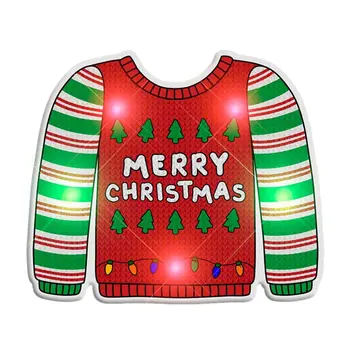 Light Up Merry Christmas Sweater Stripes Body Light Pin