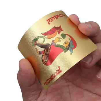 Gold Magic Waterproof Non Slippery Deck of Poker Cards with No Art Premium Quality
