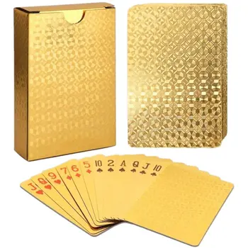 Gold Magic Waterproof Non Slippery Deck of Poker Cards with No Art Premium Quality