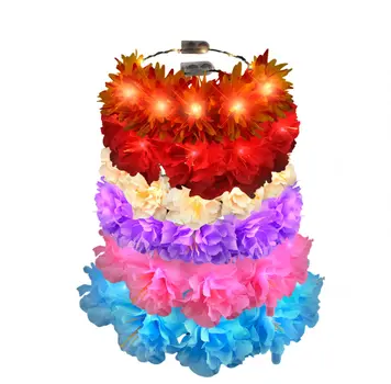 Light Up Flashing Spring Rainbow Wedding Flower Crowns Assortment Pack of 12