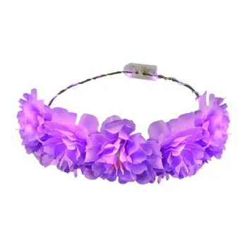 Light Up Flashing Spring Rainbow Wedding Flower Crowns Assortment Pack of 12