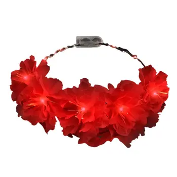 Light Up Flashing Spring Rainbow Wedding Flower Crowns Assortment Pack of 12