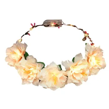 Light Up Flashing Spring Rainbow Wedding Flower Crowns Assortment Pack of 12