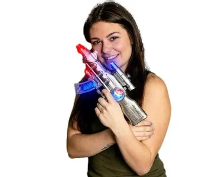 Light Up 12 Inch Space Ball Toy Machine Gun with Galactic Sounds