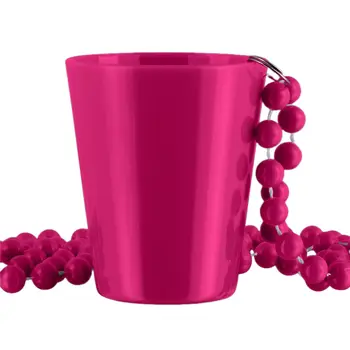 Unlit Pink Shot Glass on Pink Beaded Necklaces