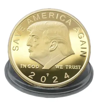 LET’S GO BRANDON 2024 SAVE AMERICA BACK Donald Trump Gold on Gold Plated Collectible Supporters Challenge Coin