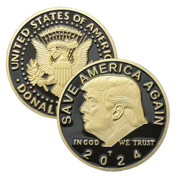 2024 SAVE AMERICA AGAIN Donald Trump Black on Gold Plated Collection Coin