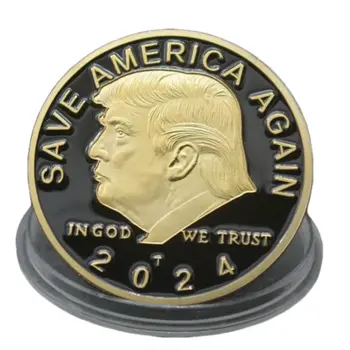 2024 SAVE AMERICA AGAIN Donald Trump Black on Gold Plated Collection Coin