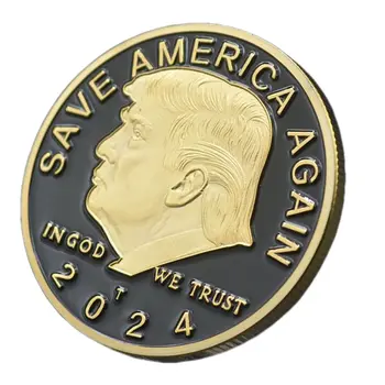 2024 SAVE AMERICA AGAIN Donald Trump Black on Gold Plated Collection Coin