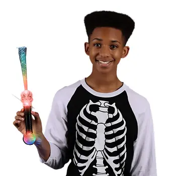 Flashing Fiber Optic Skull Wand with Prism Ball