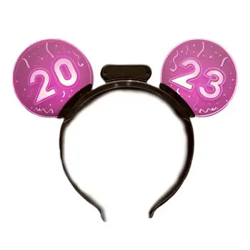 2023 Happy New Year Mouse  Ears Headband Blue Pink