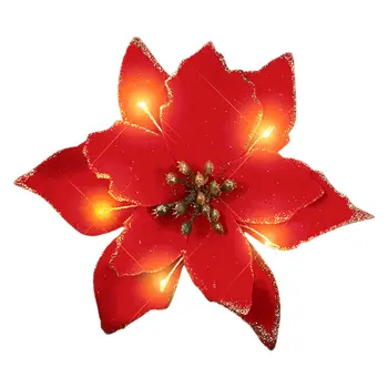 Light Up Christmas Red Poinsettia Hair Clip