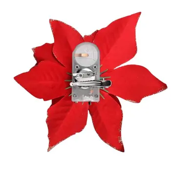 Light Up Christmas Red Poinsettia Hair Clip