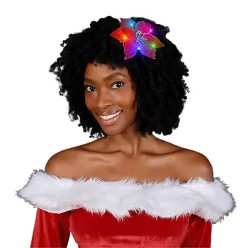 Light Up Christmas Red Poinsettia Hair Clip
