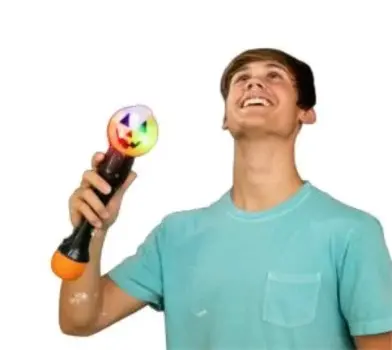 15 Inch Light Up Jack-O-Lantern Pumpkin Bubble Wand for Halloween Bubble Solution Included