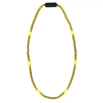 LED Necklace with Yellow Metallic Beads for Mardi Gras