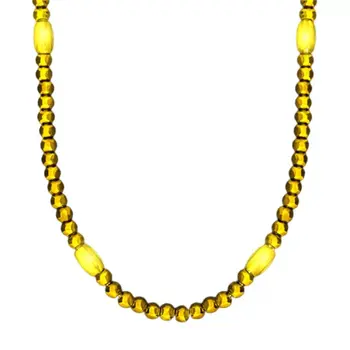 LED Necklace with Yellow Metallic Beads for Mardi Gras
