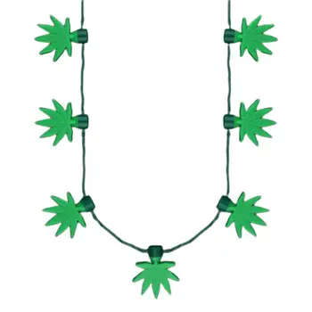 Light Up Flashing Pot Leaf Jumbo Charms Necklace