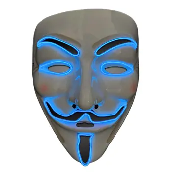 EL Wire Vendetta Guy Fawkes Halloween Mask Blue