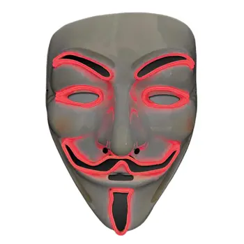 EL Wire Vendetta Guy Fawkes Halloween Mask Red