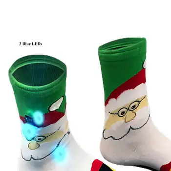 Flashing Santa Claus Christmas Socks 1 Pair