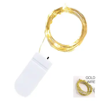LED 20 Inch Gold Wire String Lights Warm White