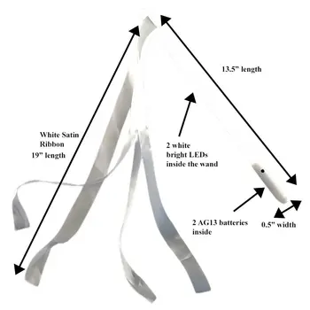 Light Up White Satin Ribbon Wand for Weddings