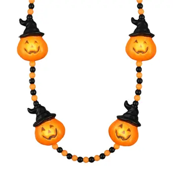 Light Up Witchy Pumpkin Beaded Necklace