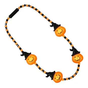 Light Up Witchy Pumpkin Beaded Necklace