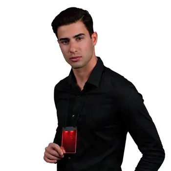 Red LED Personalized Write On Clear Plastic Badge Necklace
