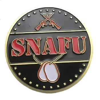 FUBAR SNAFU Military Flipping Challenge Gold Plated Coin