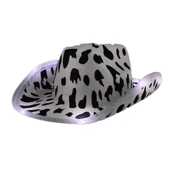 Light Up Cow Print Cowboy Hat