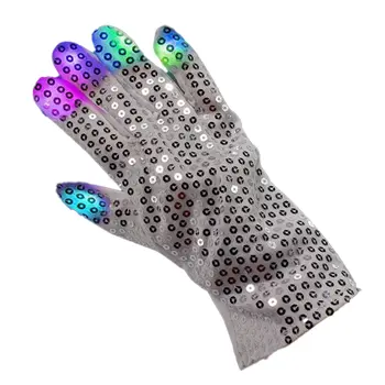 Light Up Multicolor Jacko Thriller Beat It Billie Jean Right Hand Sequin Glove Pack of 12