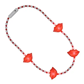 LED Kissy Red Lips Light Up Beaded Necklace