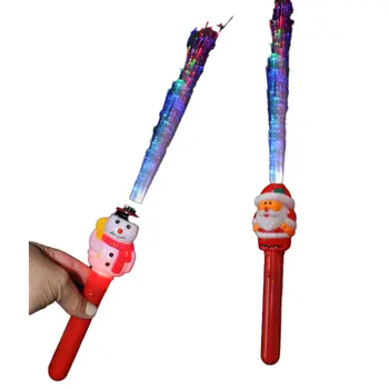 Fiber Optic Jolly Snowman and Santa Claus Light Up Assorted Wand Sold Individually