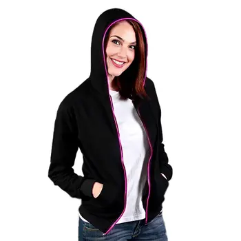 Electro Luminescent Zip Up Hoodie Pink Medium