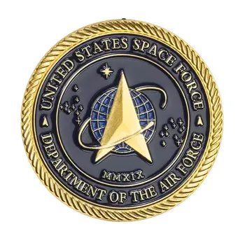 Gold Plated United States Space Force Challenge Coin and Heros Valor Prayer for Courage Souvenirs