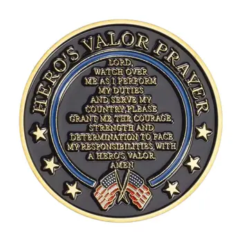 Gold Plated United States Space Force Challenge Coin and Heros Valor Prayer for Courage Souvenirs