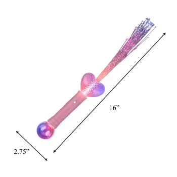 Light Up Fiber Optic Heart Wand with Prism Ball
